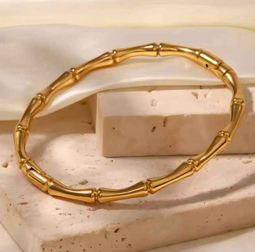 Bamboo Bliss Bracelet - 18 K Gold Plated