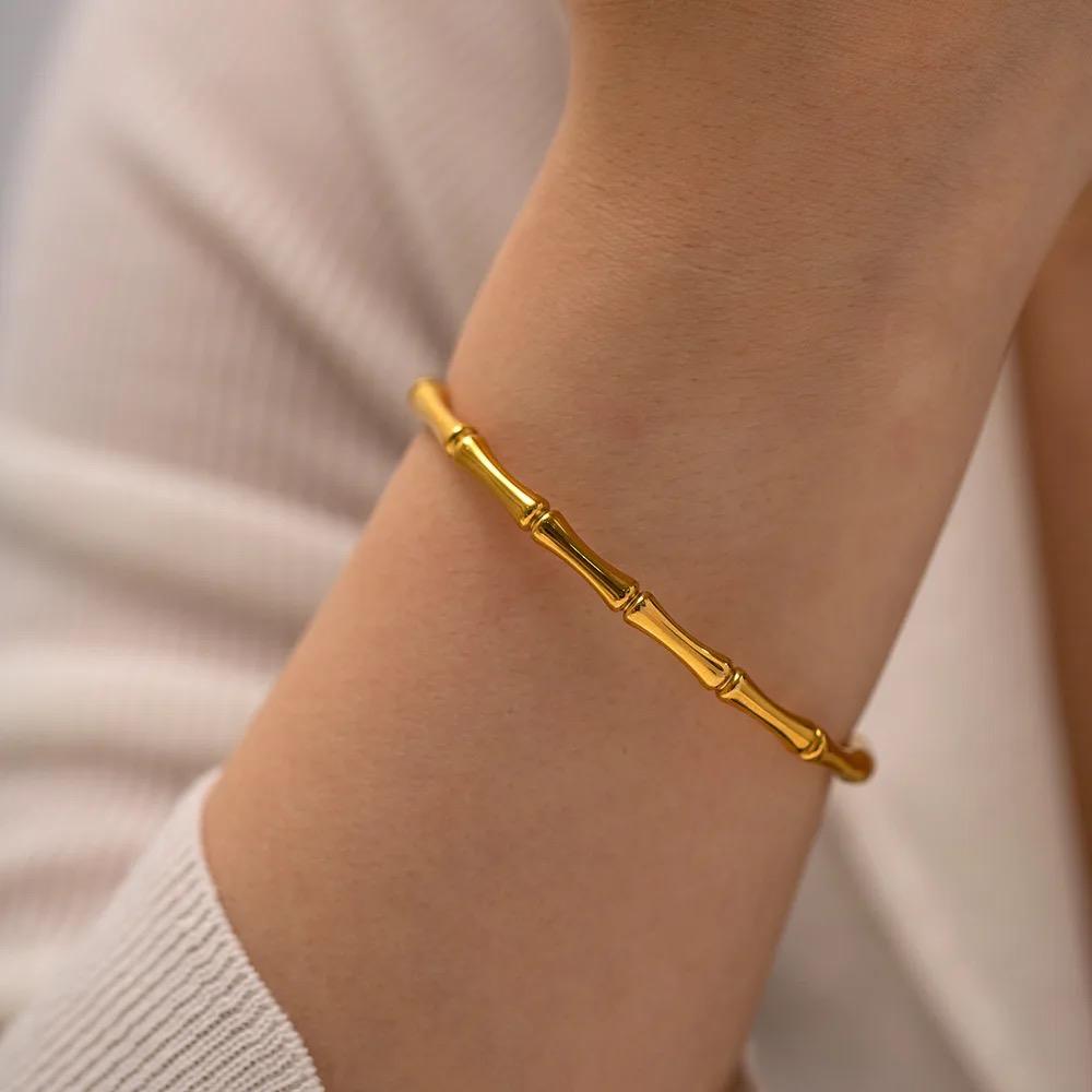 Bamboo Bliss Bracelet - 18 K Gold Plated
