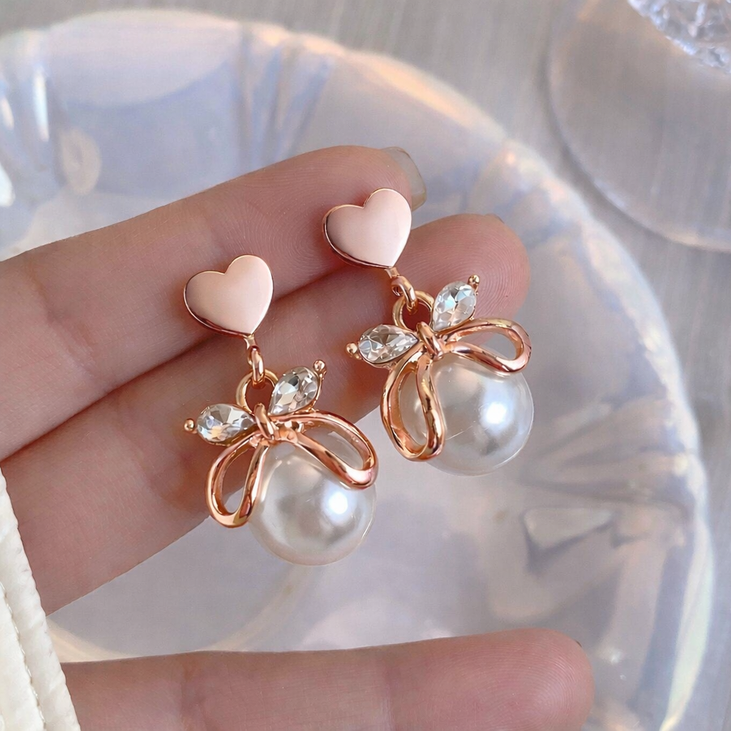 Rose Drop Earring - 18 K Rose Gold Plated