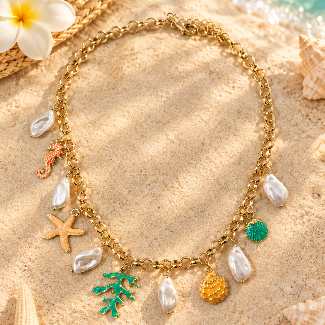 Love by the Sea Neckpiece – 18K Gold Plated