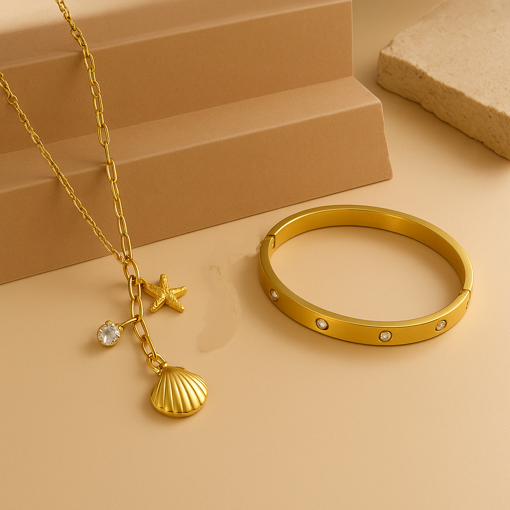 Infinite Wishes Neckpiece and Bold Essence Bracelet Combo Set