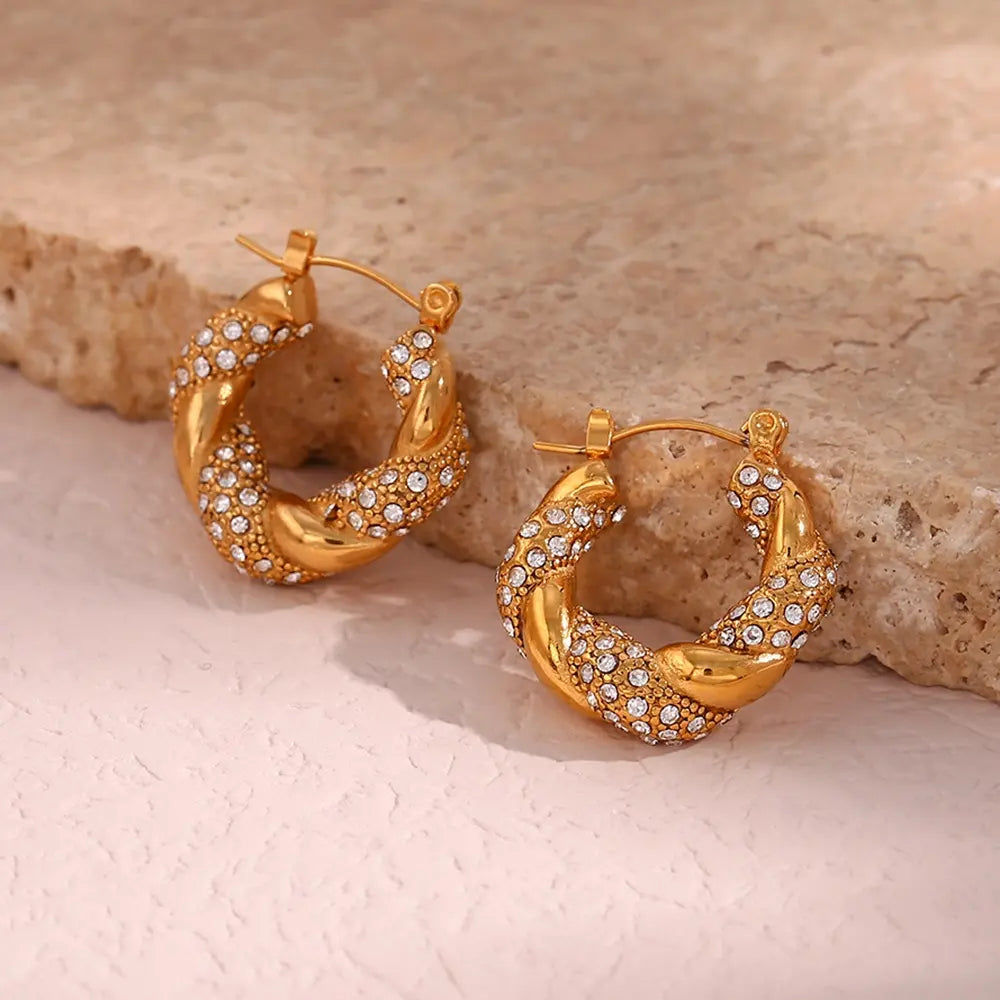 Stoneva Earring - 18 K Gold Plated
