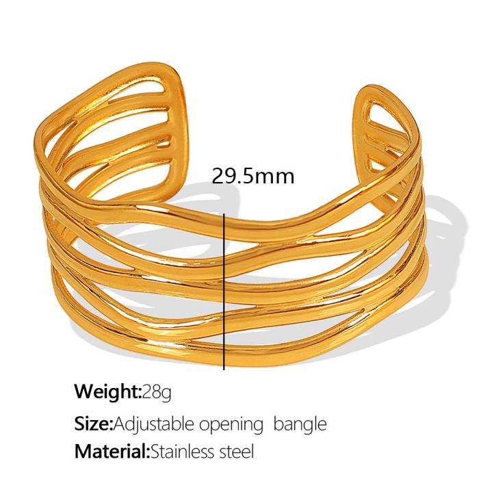 Wavora Cuff Bracelet - 18 K Gold Plated