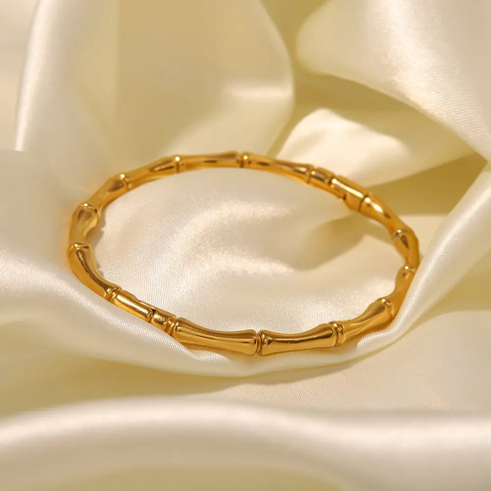 Bamboo Bliss Bracelet - 18 K Gold Plated