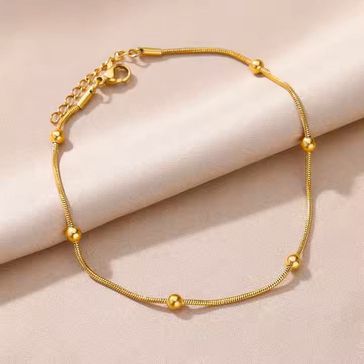 BeadStep Anklet - 18 K Gold Plated