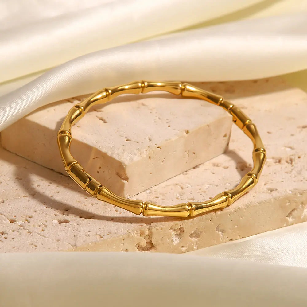 Bamboo Bliss Bracelet - 18 K Gold Plated