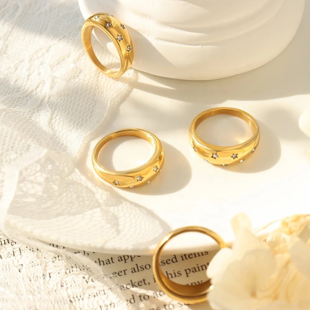 Moonlit Star Band - 18 K Gold Plated