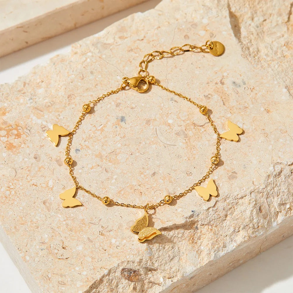 Garden Flutter Anklet- 18 K Gold Plated