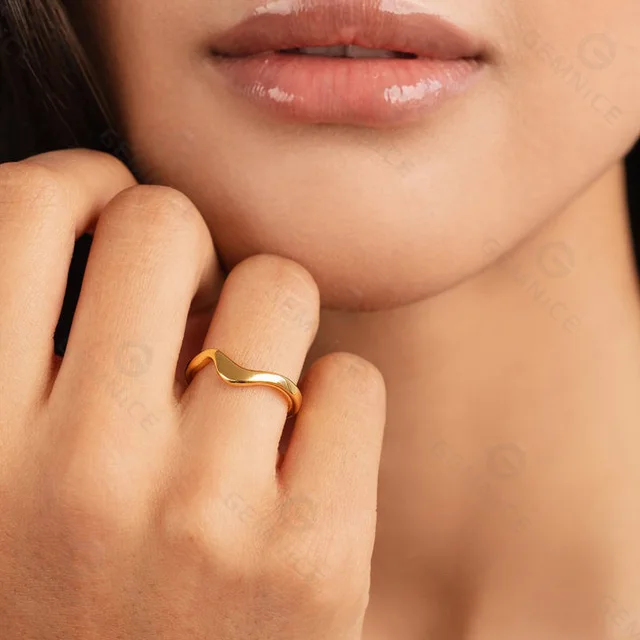 Blue Wave Ring - 18 K Gold Plated