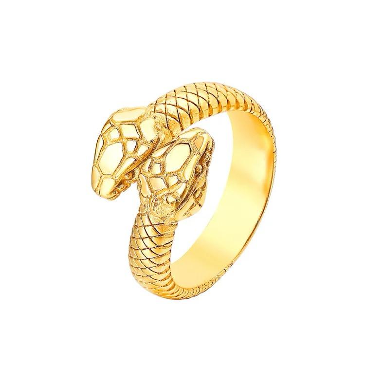 Dual Snake Wrap Ring - 18 K Gold Plated (Adjustable)