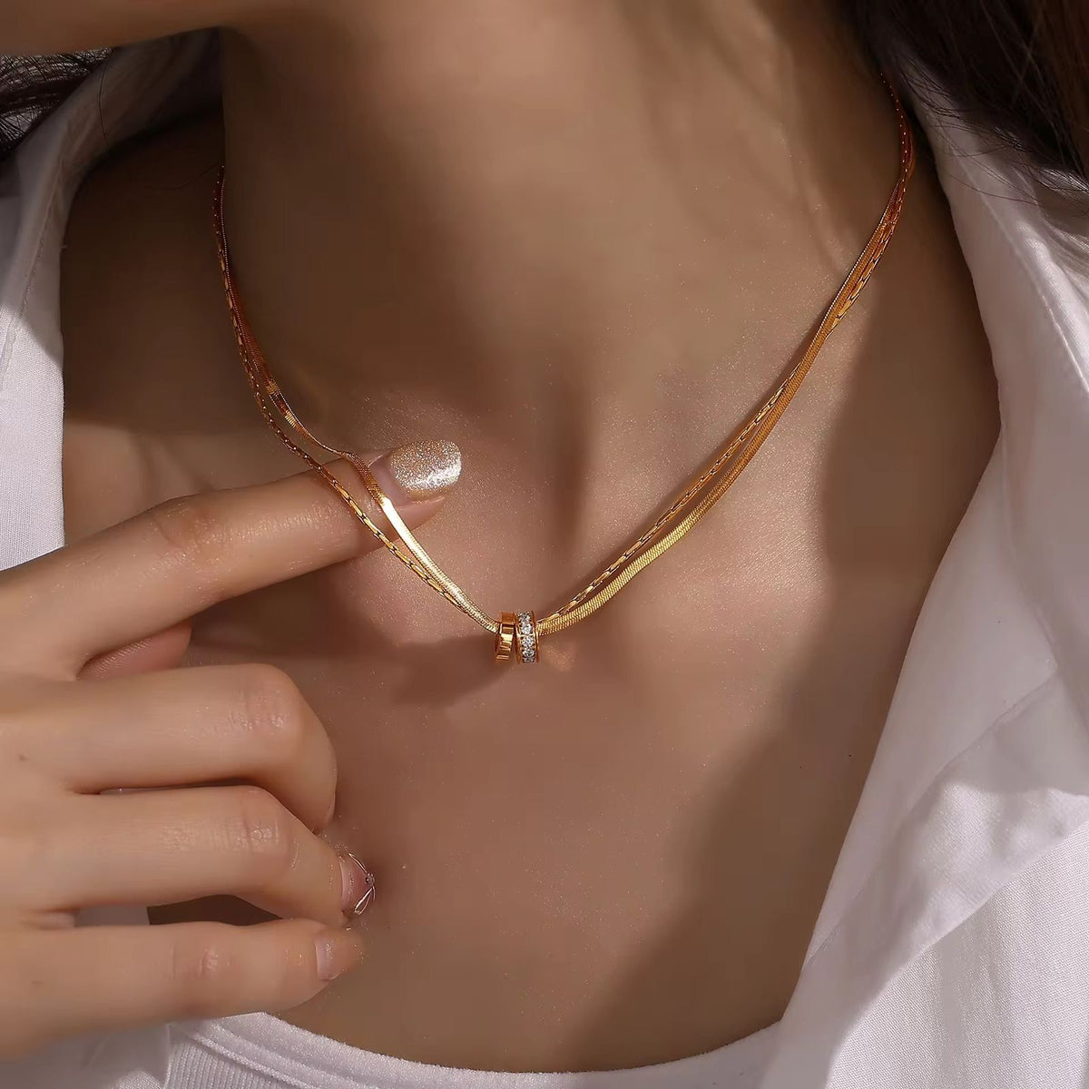 Sparklet Neckpiece- 18 K Rose Gold Plated