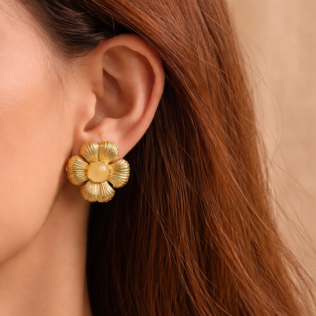 Floral Earring- 18 K Gold Plated