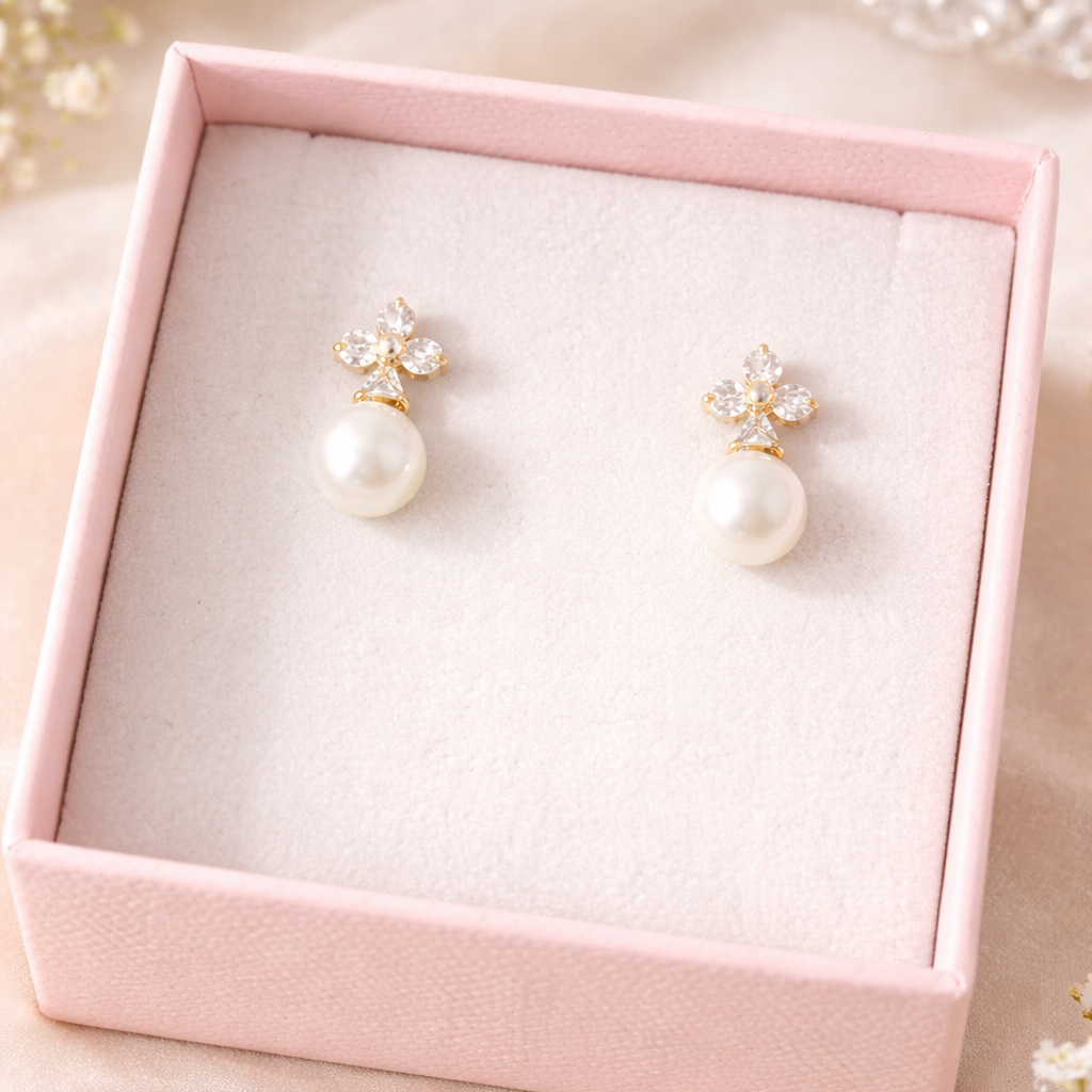 Mini Pearl Studs - 18 K Gold Plated