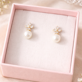 Mini Pearl Studs - 18 K Gold Plated