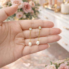 Pearl Drops Earring - 18 K Gold Plated