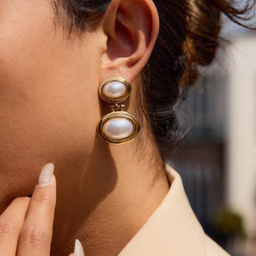 Majestic Pearl Earring - 18 K Gold Plated