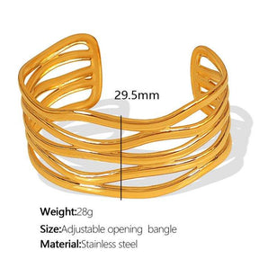 Wavora Cuff Bracelet - 18 K Gold Plated