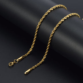 Twisted Rope Chain- 18K Gold Plated