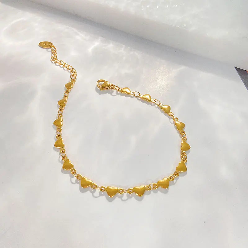 Golden Heart Anklet- 18 K Gold Plated