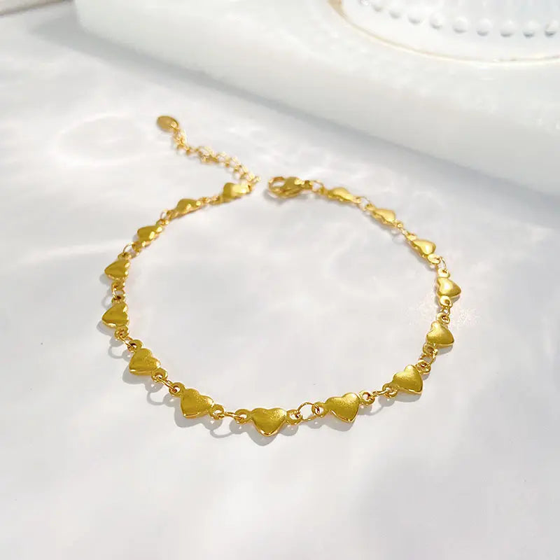 Golden Heart Anklet- 18 K Gold Plated
