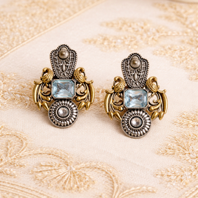 Rajhansa Dual-Tone Stud Earrings