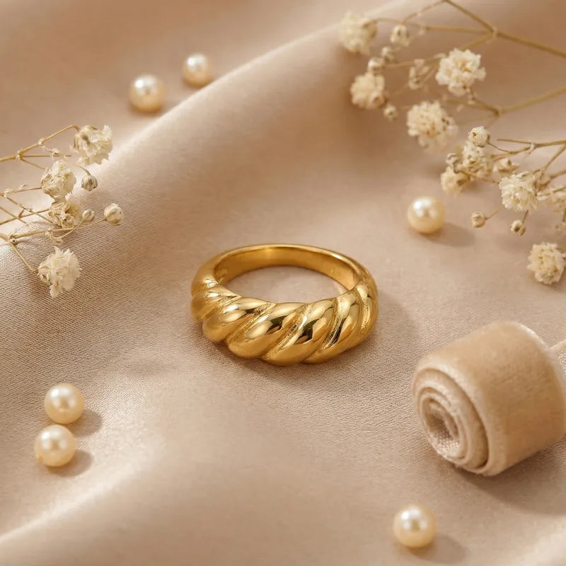 Luna Croissant Band Ring - 18 K Gold Plated
