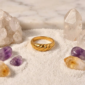 Luna Croissant Band Ring - 18 K Gold Plated