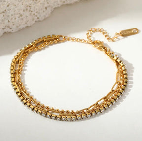 Triple Charm Bracelet - 18 K Gold Plated