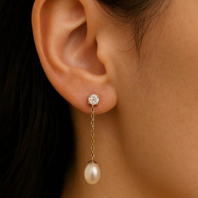 Pearl Drops Earring - 18 K Gold Plated