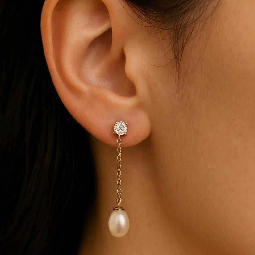 Pearl Drops Earring - 18 K Gold Plated